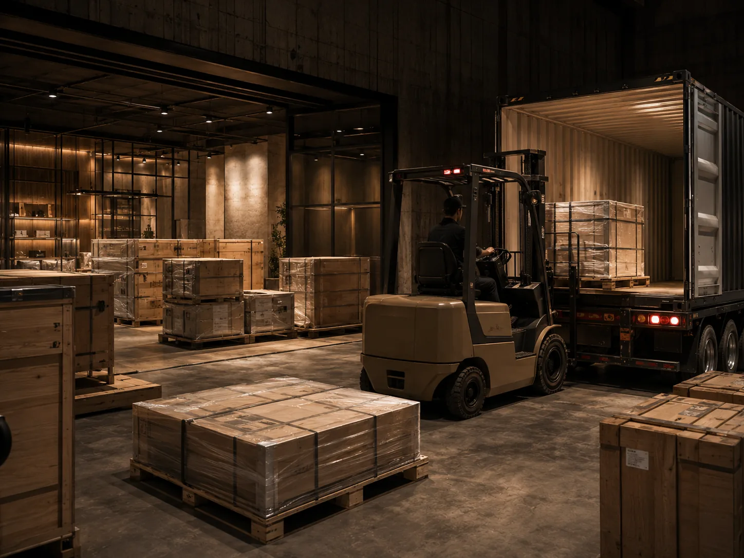 Export packing and container loading for custom retail display fixtures
