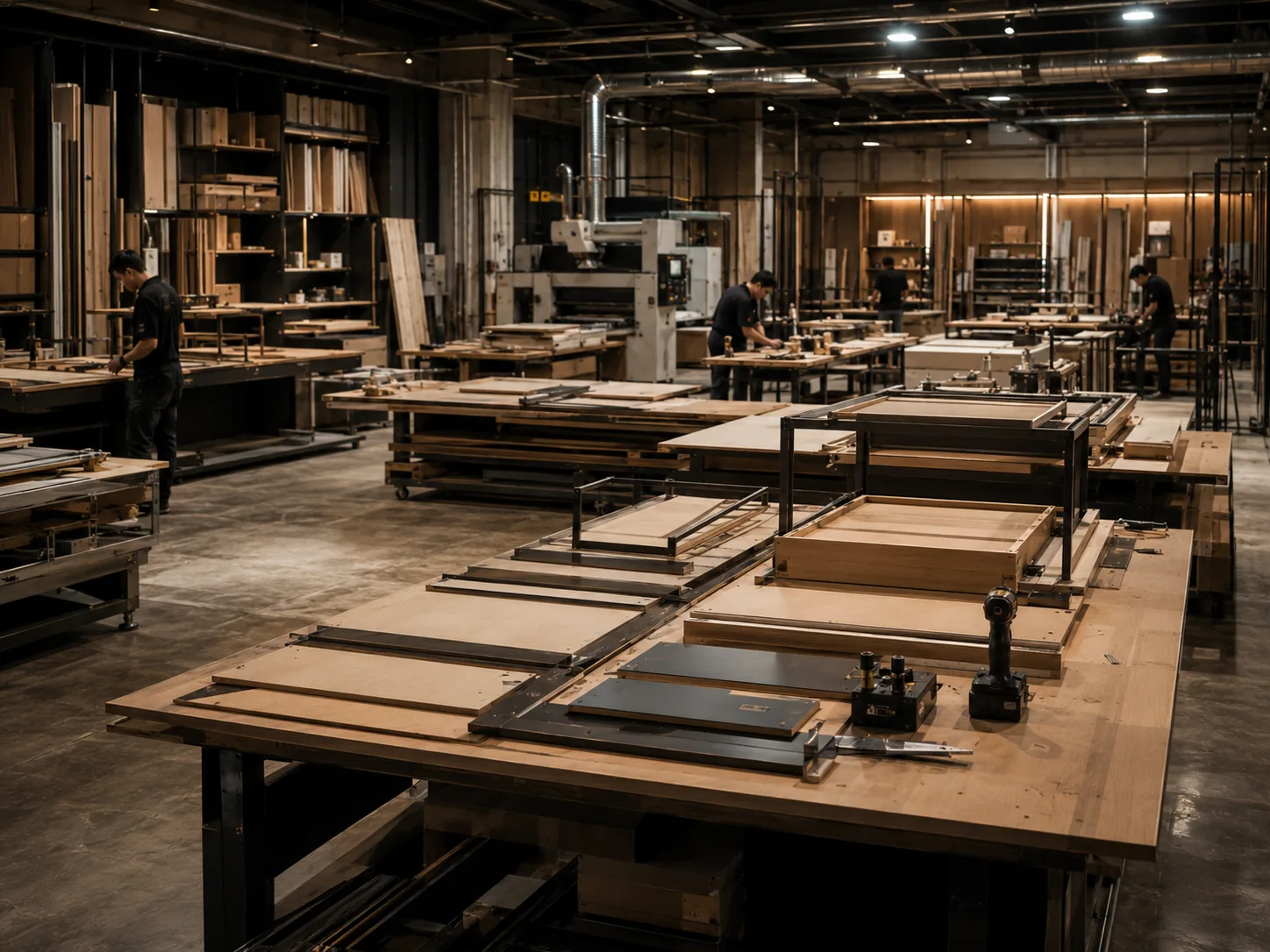 NorthStone workshop assembling custom shopfitting fixtures before delivery